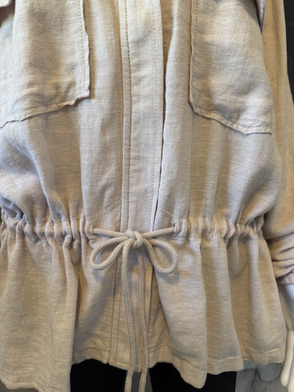 LOFT Outlet Beige Lightweight Linen Blend Drawstring Waist Jacket Size XL - Picture 5 of 8